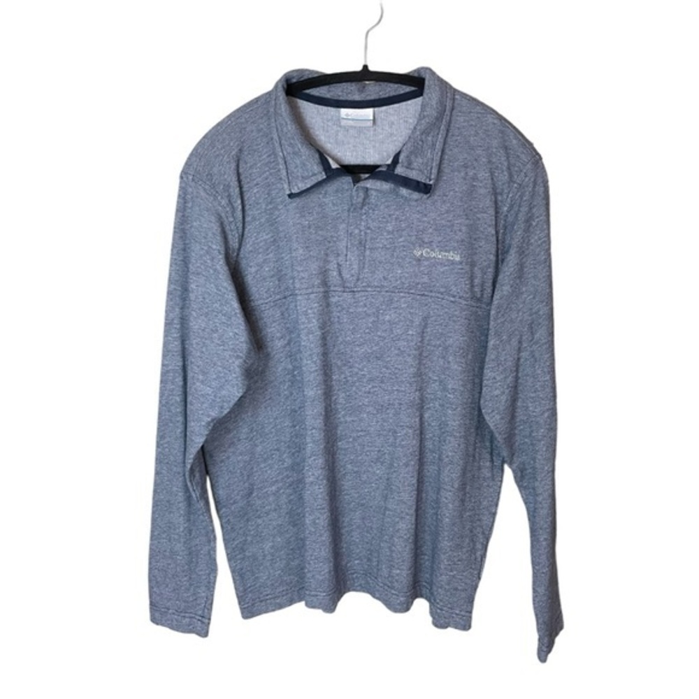 Columbia Quarter Zip Pullover Blue and White Long Sleeve Shirt Men’s Size Large